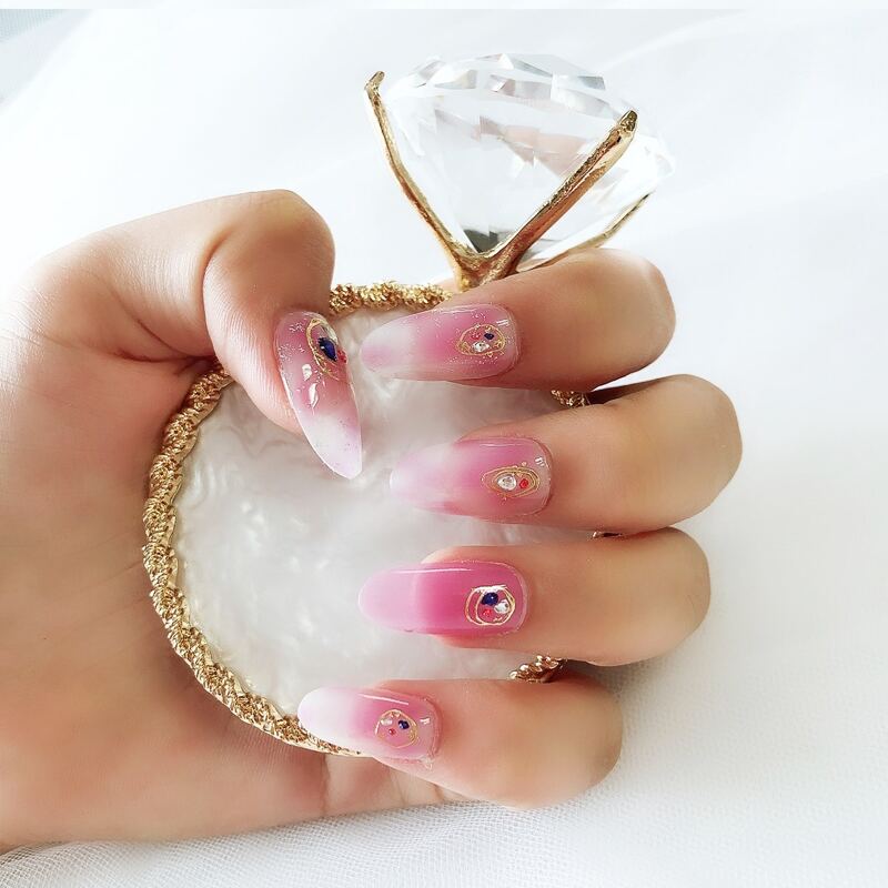 

1sheet Rhinestone Decor Ombre Nail Sticker, Multicolor