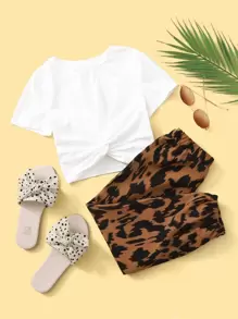 SHEIN Bộ hai mảnh Gái xoắn lại Báo Boho - Nhiều màu - Xem 1
