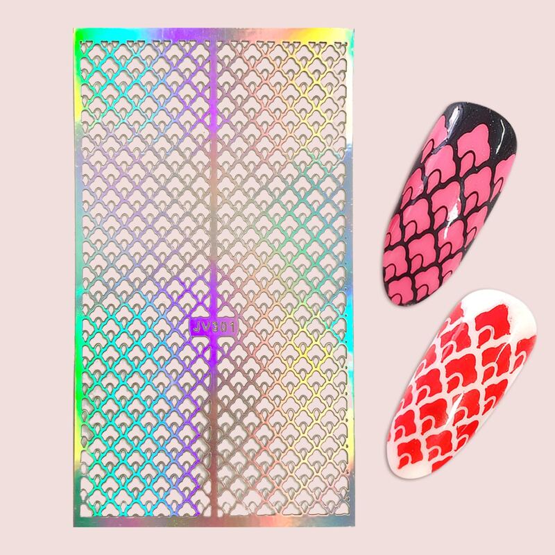 

1sheet Laser Hollow Out Nail Art Sticker, Multicolor