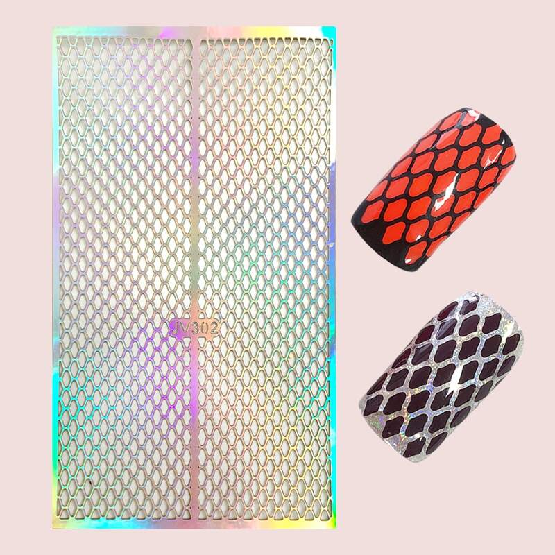 

1sheet Laser Hollow Out Nail Art Sticker, Multicolor