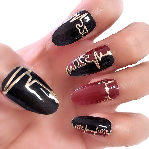 

1sheet Line Art Nail Sticker, Multicolor