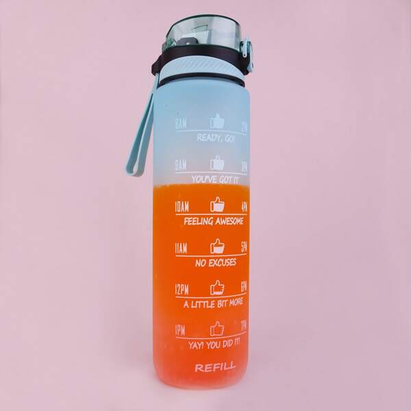 

Drinking Water Schedule Bottle With Straw, Multicolor