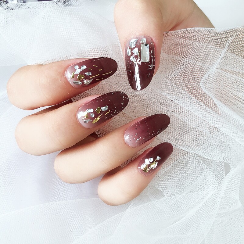 

1sheet Rhinestone Decor Nail Sticker, Multicolor