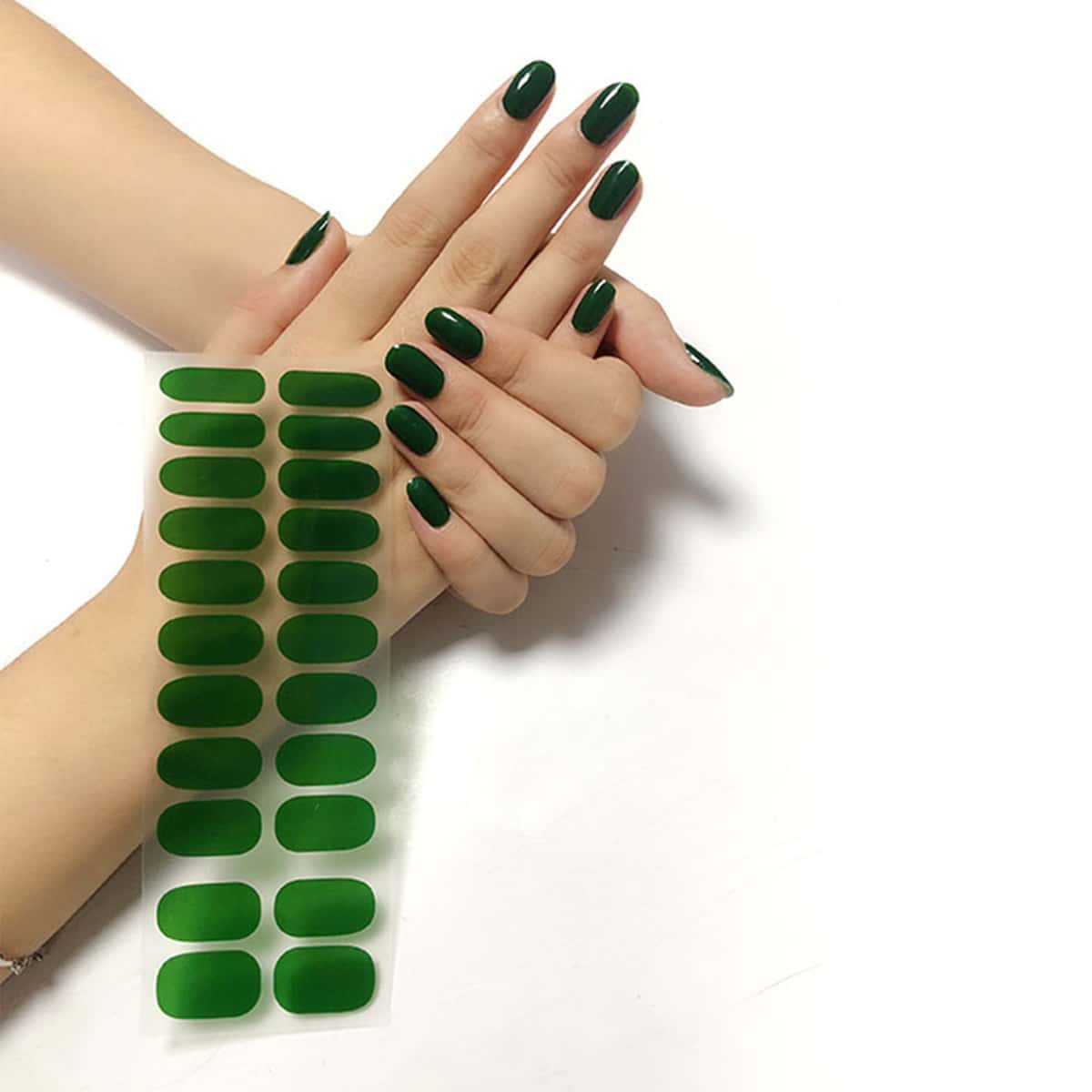 

1sheet Solid Nail Sticker, Dark green