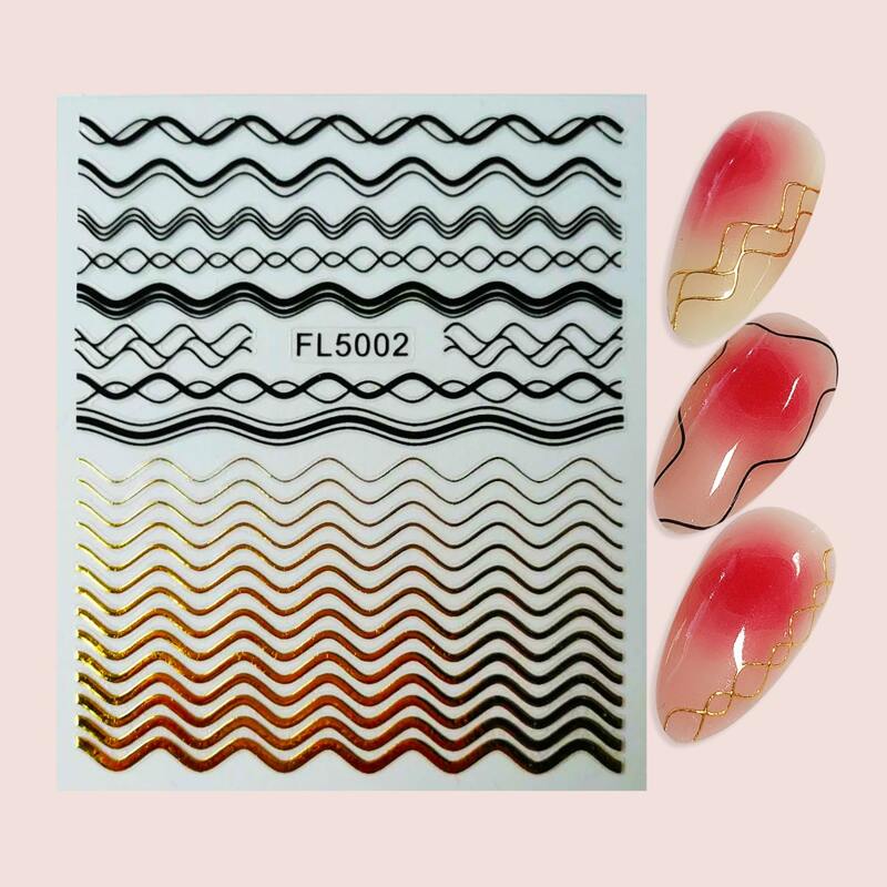 

1sheet Wavy Line Nail Art Sticker, Multicolor