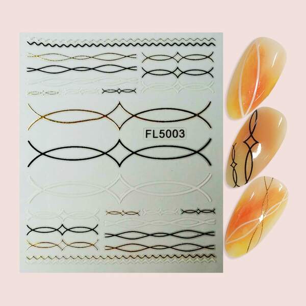 

1sheet Wavy Line Nail Art Sticker, Multicolor