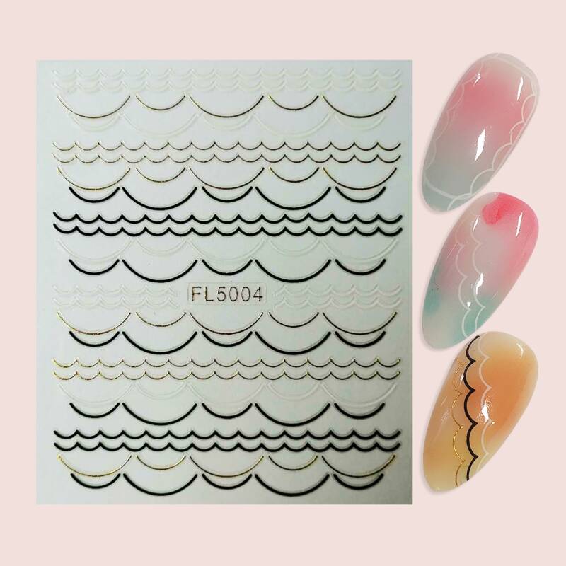 

1sheet Wavy Line Nail Art Sticker, Multicolor