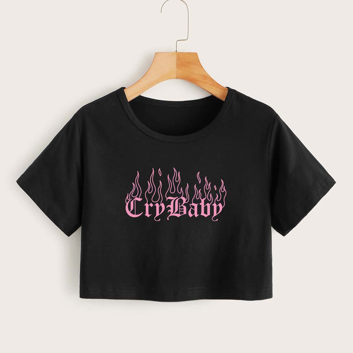 

Letter Fire Graphic Boxy Tee, Black