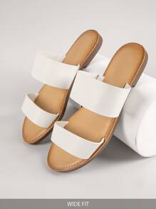 Dép xăng đan màu trơn Dải mỏng Đúng mốt - trắng - Xem 2