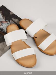 Dép xăng đan màu trơn Dải mỏng Đúng mốt - trắng - Xem 3