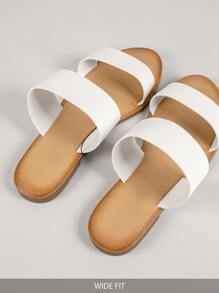 Dép xăng đan màu trơn Dải mỏng Đúng mốt - trắng - Xem 4