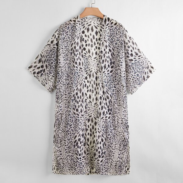 

Plus Leopard Print Kimono, Multicolor