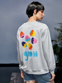 Mister Fred Áo nỉ Đồ họa Lá thư Giải trí - Màu Xám nhạt - Xem 2