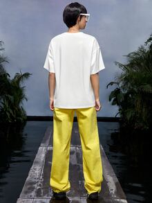 ILROMPI Slogan & Cartoon Graphic Drop Shoulder Tee - White - View 2