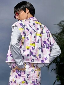 DAYDREAMS AND ICE CREAMS 圖案印花翻蓋口袋毛邊夾克 - 彩色 - 查看 2