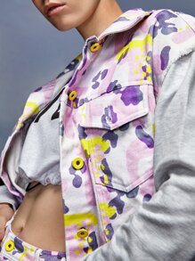 DAYDREAMS AND ICE CREAMS 圖案印花翻蓋口袋毛邊夾克 - 彩色 - 查看 6