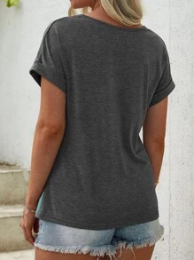 SHEIN Unity 拼接面蝙蝠袖T恤 - 彩色 - 查看 2