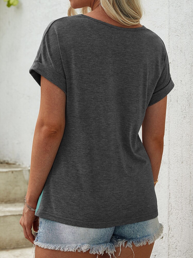 SHEIN Unity 拼接面蝙蝠袖T恤 - 彩色 - 查看 2