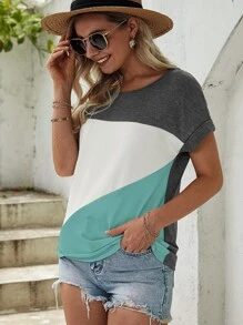 SHEIN Unity 拼接面蝙蝠袖T恤 - 彩色 - 查看 6