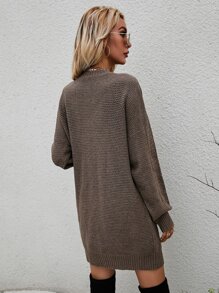 SHEIN LUNE Vestido de punto de hombros caídos unicolor - Marrón Mocha - Ver 2