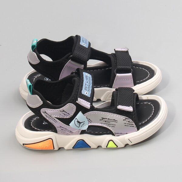 

Toddler Boys Letter Graphic Velcro Strap Sandals, Grey