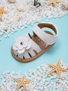 1雙嬰兒女童花朵裝飾圖案鑲嵌涼鞋 - 白色 - 查看 2