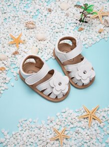 1雙嬰兒女童花朵裝飾圖案鑲嵌涼鞋 - 白色 - 查看 4