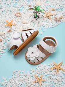 1雙嬰兒女童花朵裝飾圖案鑲嵌涼鞋 - 白色 - 查看 5