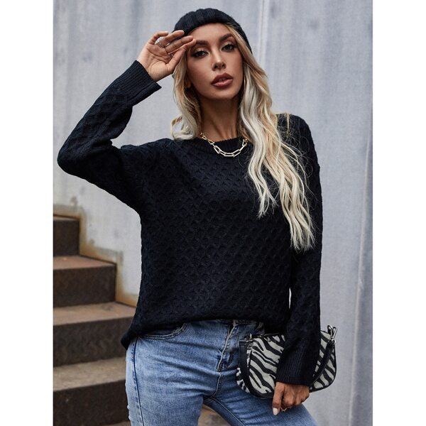 

Drop Shoulder Solid Sweater, Black