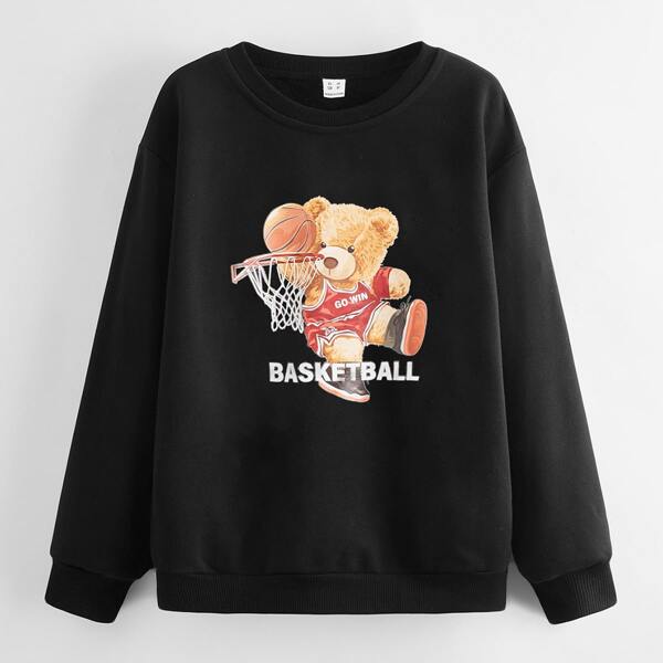 

Toddler Boys Bear And Letter Graphic Sweatshirt, Black