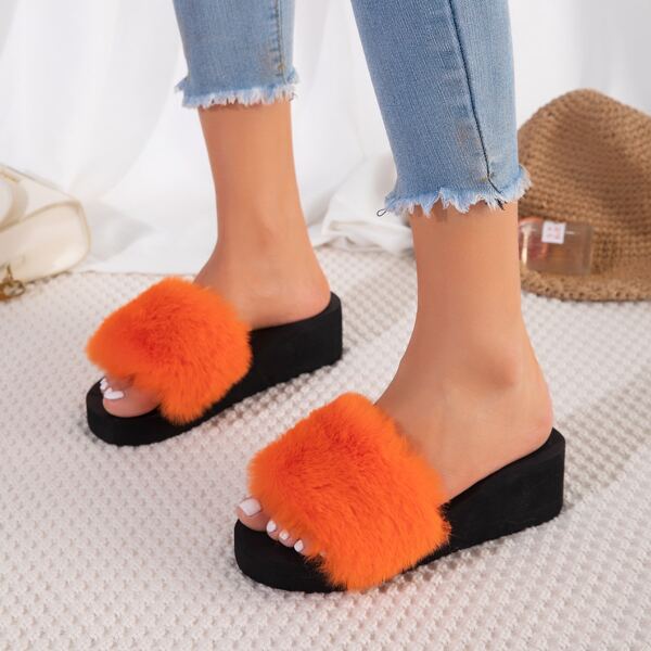 

Minimalist Fluffy Slides, Orange
