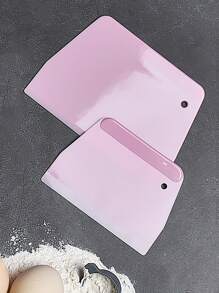 2pcs Bench Scraper, Flexible Plastic Multipurpose Kitchen Pastry Cutter Tool, Food Scrapers For Bread Dough Baking Cake Fondant Icing