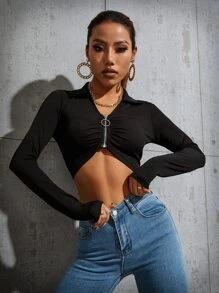 Top corto con aro O con cremallera