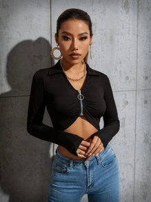 Top corto con aro O con cremallera