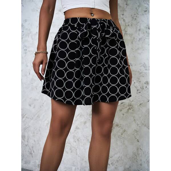 

Allover Print Skirt, Black