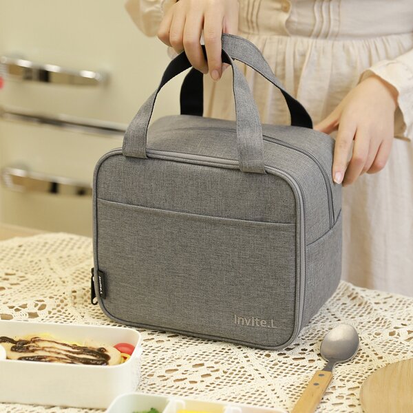 

1pc Portable Lunch Bag, Grey