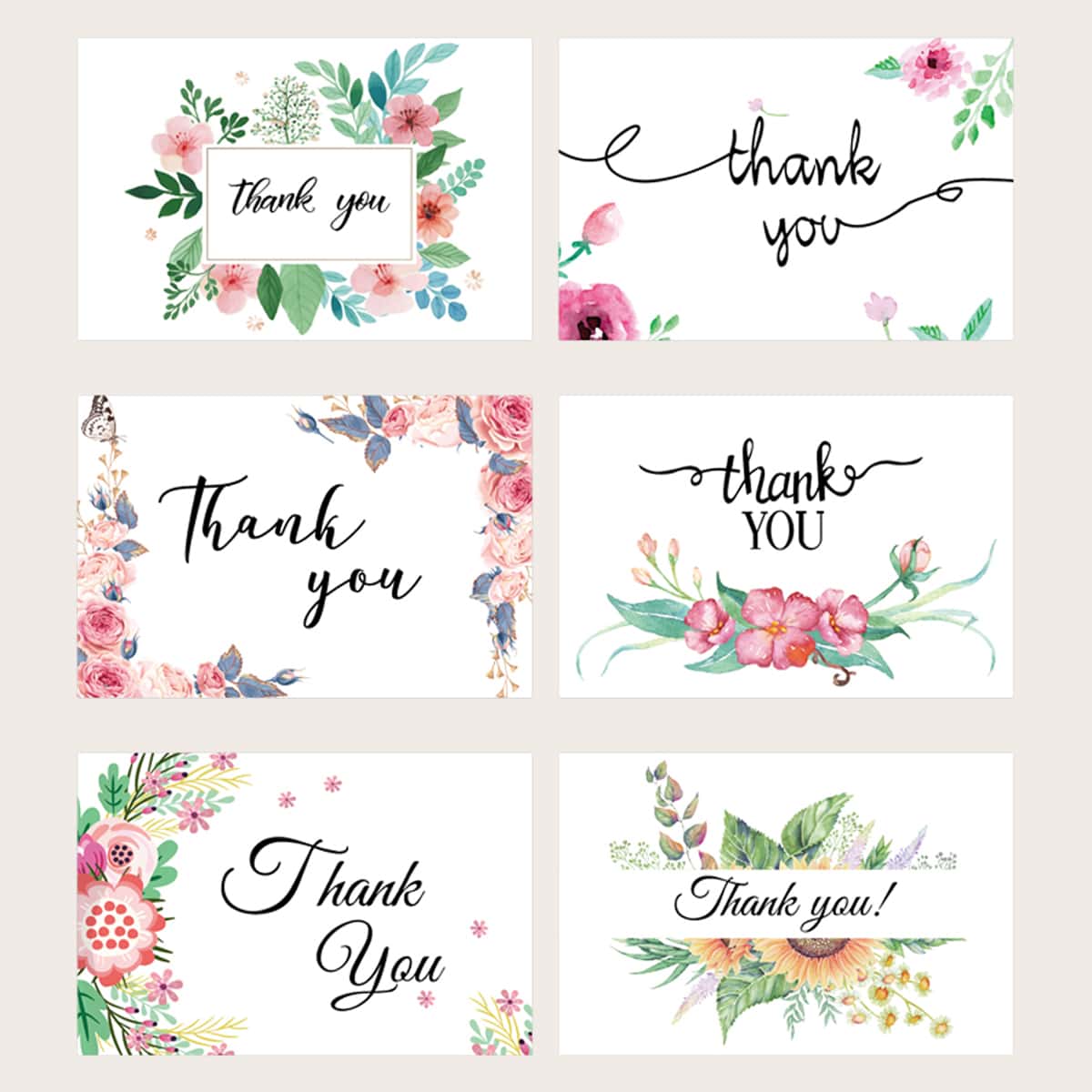 

6sets Flower Print Greeting Card, Multicolor