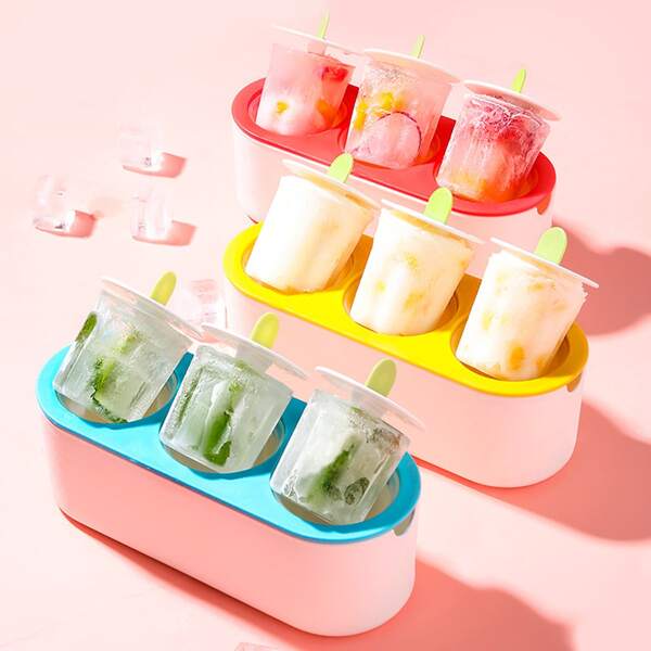 

1pc 3 Grid Random Popsicle Mold, Multicolor