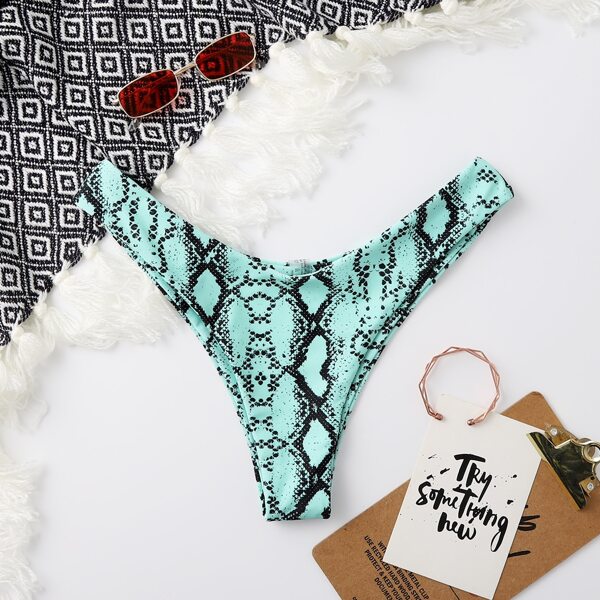 

Snakeskin Print High Cut Bikini Panty, Multicolor