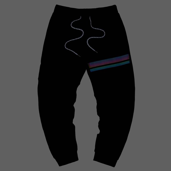 

Men Reflective Striped Drawstring Waist Sweatpants, Black