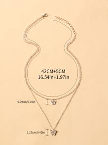 Bướm Charm Layered Vòng cổ - Hoa hồng vàng - Xem 3