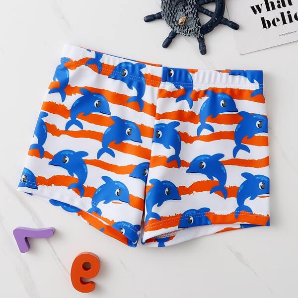 

Toddler Boys Dolphin Print Swim Trunks, Multicolor