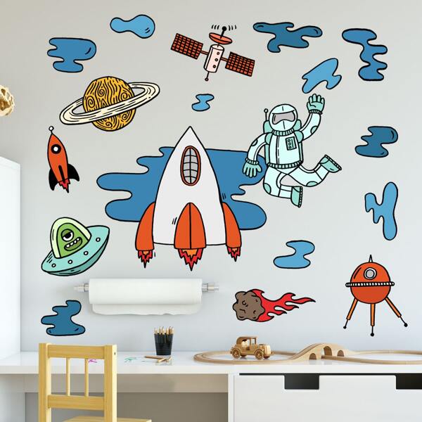 

Outer Space Pattern Kids Wall Sticker, Multicolor