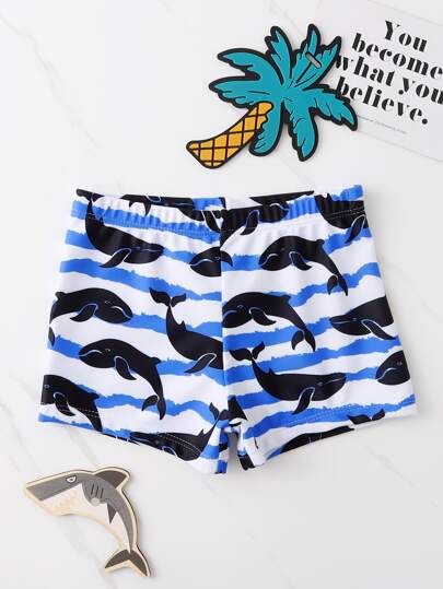 شورت سباحة ترانك طباعة الحوت للولد الصغار