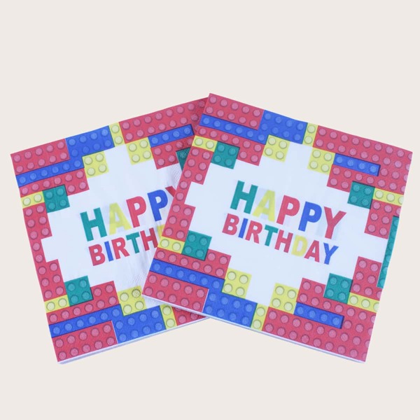 

20pcs Disposable Birthday Party Napkin, Multicolor