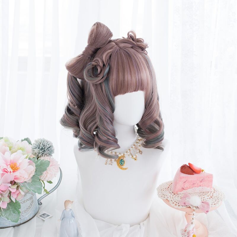 

Bow Decor Curly Wig With Bangs, Brown