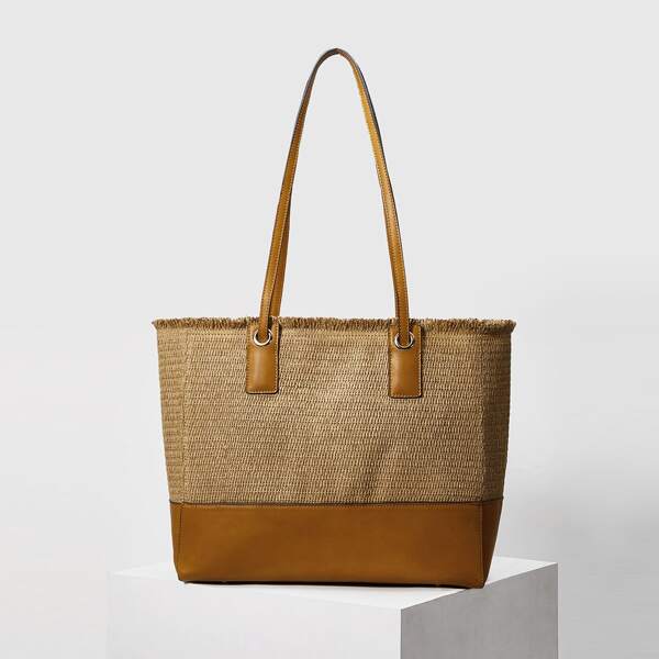 

STRAW VACATION TOTE BAG, Brown