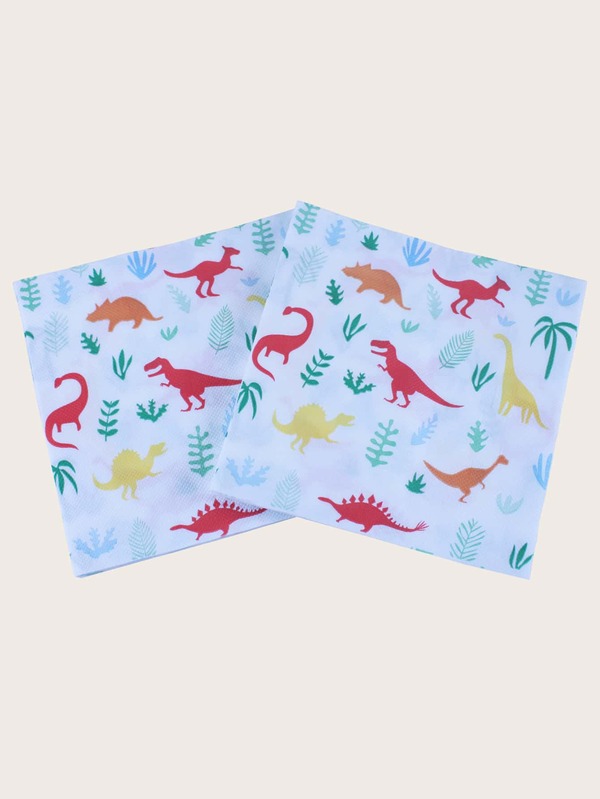 20pcs Dinosaur Print Disposable Napkin, Paper Napkin For Birthday Party