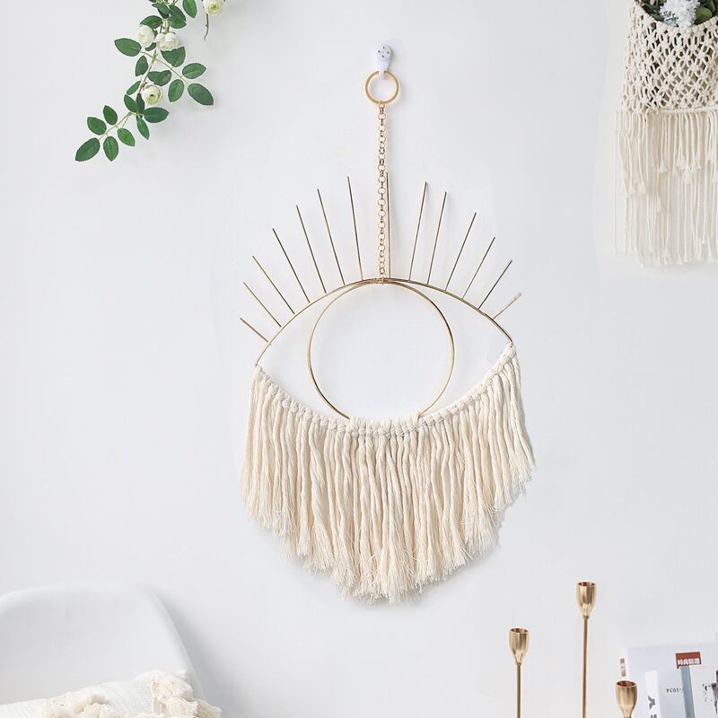 

1pc Woven Eye Wall Hanging, Beige