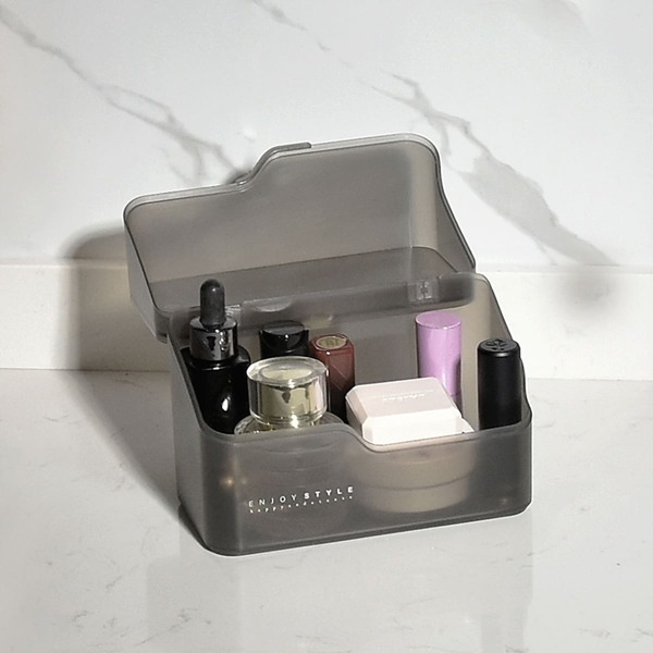 

Slogan Graphic Cosmetic Storage Box, Black